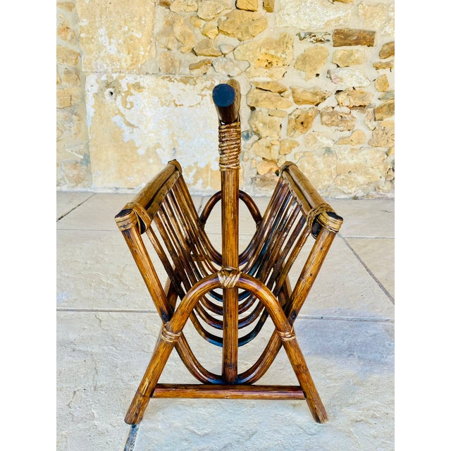 Vintage Bamboo Rattan Magazine Rack, 1970s For Sale - Image 9 of 16