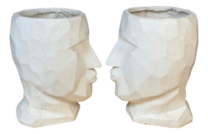 Pair of Large Cubist Head Form Planter Vases, Postmodern, 2000s
