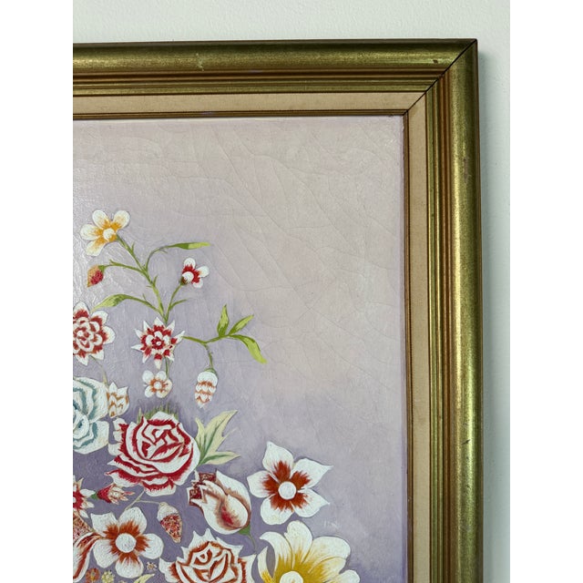 Wood Vintage W. Sterner Still Life- Floral on Vase Oil on Canvas Painting – Framed For Sale - Image 7 of 14