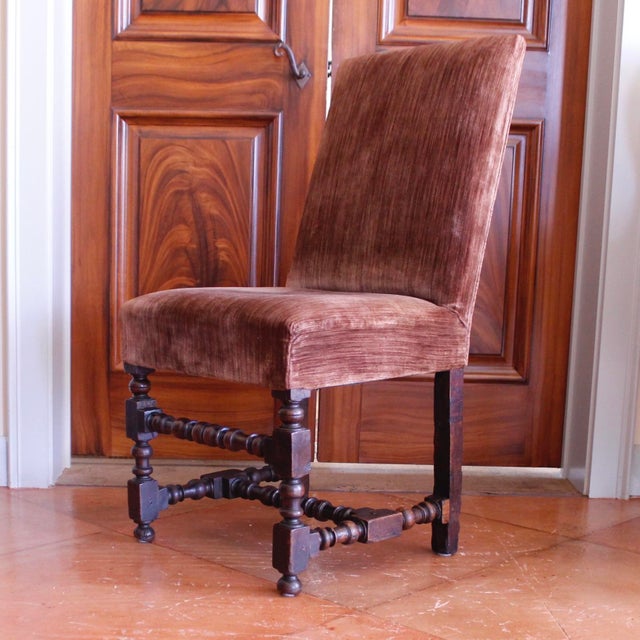 Brown Continental Baroque Walnut Stretcher Base Dining Chairs-Set of Six For Sale - Image 8 of 12