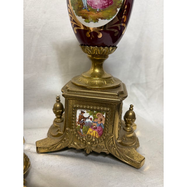 Imperial Clock and Urn Set - Red Romeo and Juliet For Sale - Image 11 of 12