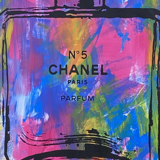 Abstract Original Chanel Pop Art Mixed Media Painting For Sale - Image 3 of 5