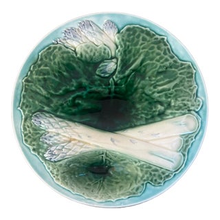 Majolica Asparagus & Cabbage Plate by Criel Et Montereau, C. 1880's For Sale