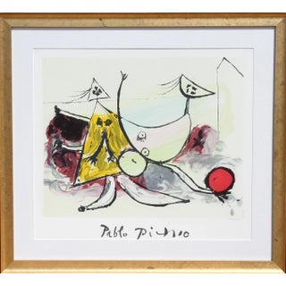 1980s "Femme sur la Plage Jouant au Balloon" Lithograph After Pablo Picasso For Sale