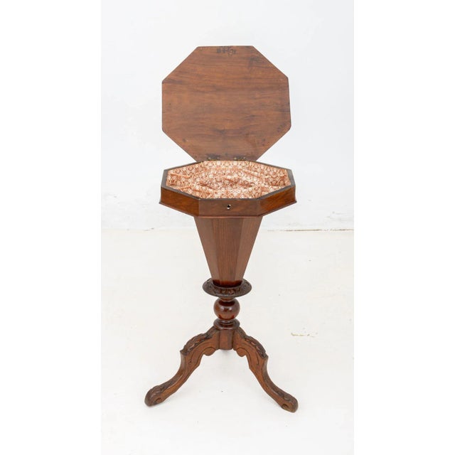 19th Century Victorian Walnut Trumpet Sewing Table For Sale - Image 5 of 6