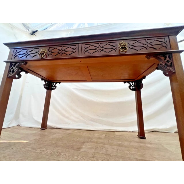 Vintage Baker Furniture Writing Table Historic Charleston Chippendale Mahogany For Sale - Image 13 of 13