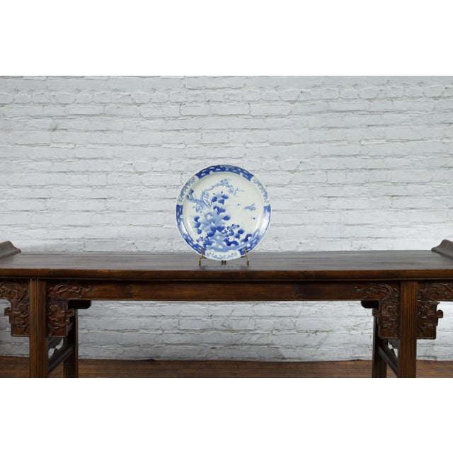 19th Century Japanese Painted Blue & White Porcelain Imari Plate For Sale - Image 9 of 12