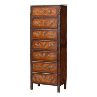French Walnut Semainiere with Marble Top, 1880s For Sale