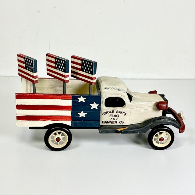 1980s Vintage Boho Chic Americana Arts & Crafts Uncle Sam’s Banner & Flag Co Truck Holiday Accent - 4th of July For Sale - Image 12 of 15