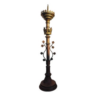 Neo-Gothic Candlestick in Bronze For Sale