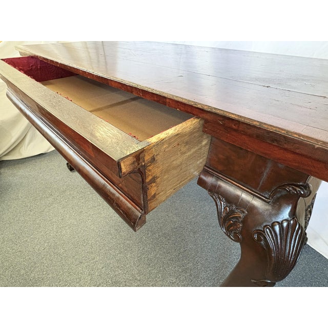 1920's Georgian Style Desk With Drawer, Cabriole Legs, & Ball and Claw Feet For Sale - Image 16 of 18