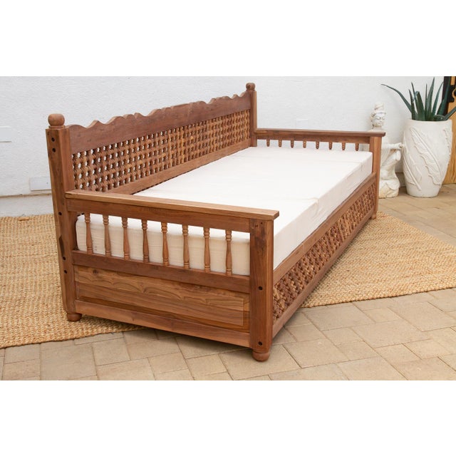 Brown Grand Marrakesh Hand-Carved Mousharabi Daybed For Sale - Image 8 of 10