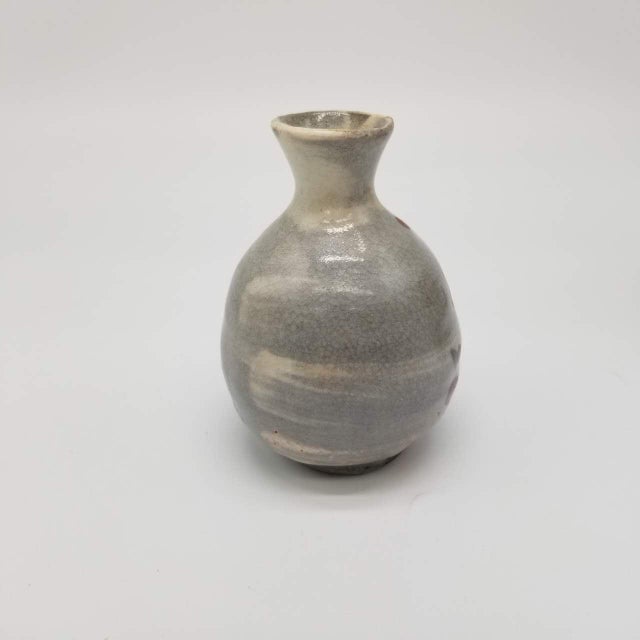 Antique White Vintage Japanese Tokkuri Sake Bottle With Hand-Painted Plum Blossoms | Wabi-Sabi Ceramic Vase | Original Tomobako Box For Sale - Image 8 of 10