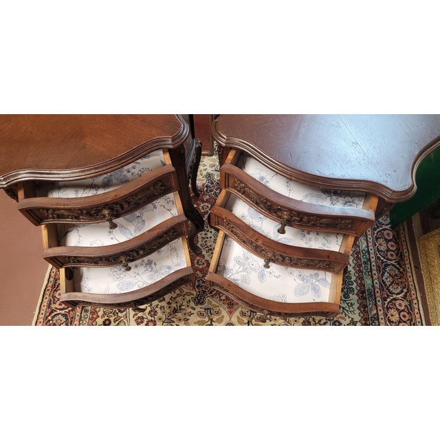 Pair 1920s Swan Leg Carved End Tables For Sale - Image 13 of 15