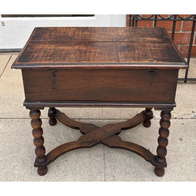 Antique 18th C Carved Walnut Bible Box Side Table For Sale - Image 4 of 6