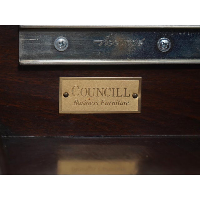 1980s Councill Craftsmen Attributed Mahogany Kneehole File Credenza For Sale - Image 16 of 16