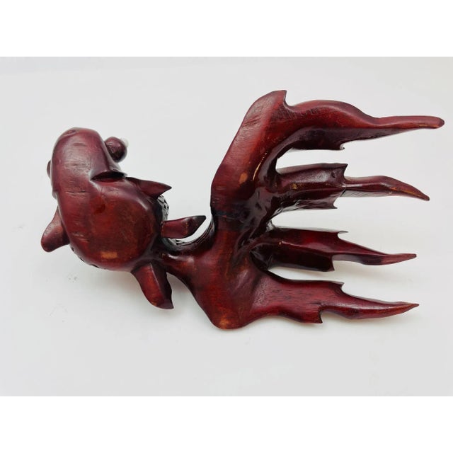 Auburn Japanese Hand Carved Wood Koi Fish Sculpture 1920 For Sale - Image 8 of 12