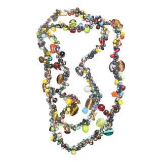 Antique Necklace Venetian Lampwork and Bohemian Molded Glass Beads For Sale