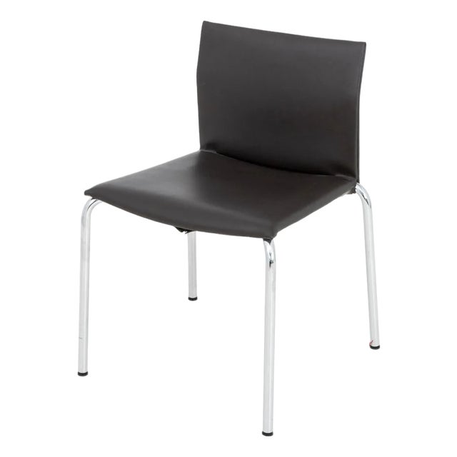 Postmodern Chocolate Brown Leather Side Chair For Sale