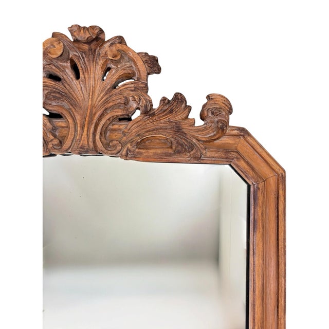 Antique Italian Hand-Carved Rococo Baroque Wall Mirror | Ornate Wood Louis XV Style For Sale - Image 11 of 13