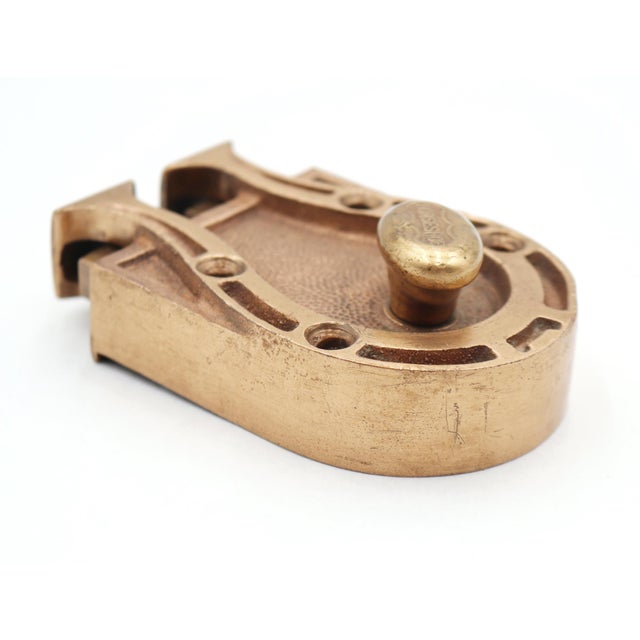 Early 20th Century Antique Brass Horseshoe Jimmy Proof Deadbolt Rim Lock For Sale - Image 5 of 8
