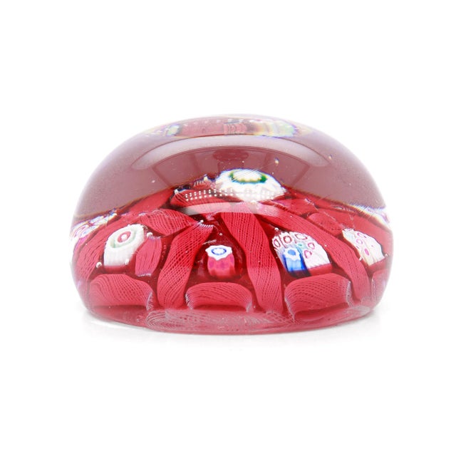 Glass Antique English Arculus Pink Chequer Glass Paperweight For Sale - Image 7 of 18