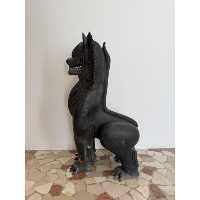 Metal Thai Artist, Guardian Lions, 19th Century, Bronzes, Set of 2 For Sale - Image 7 of 18