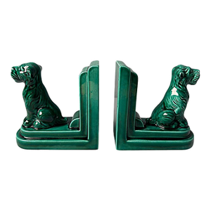 Pair of Mid 20th Century French Art Deco Ceramic Bookends in Saint-Clément Style