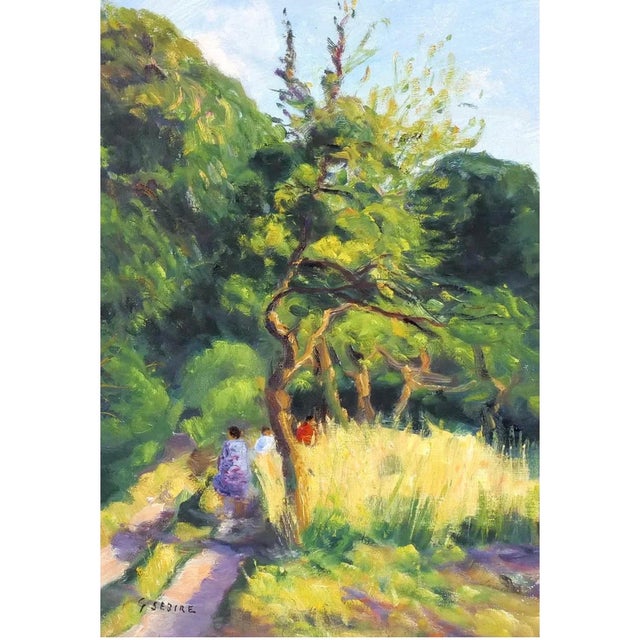 Post Impressionist Gaston Sebire, French Post Impressionist Oil Painting Bucolic Wooded Country Lane Gaston Sebire, c.1960 For Sale - Image 3 of 11