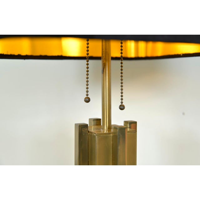 Brutalist Brass Table Lamp from Belgo Chrom, Belgium, 1970s For Sale - Image 12 of 15