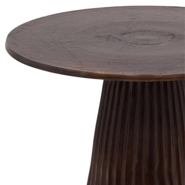 Bronze Modern Industrial Fluted Bronzed Finish Side Table For Sale - Image 8 of 9