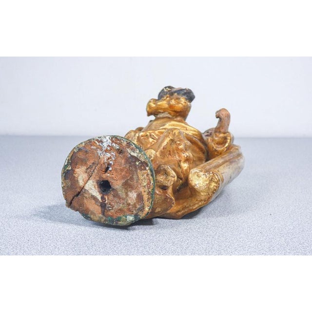 Wood Italian Artist, Sculptures of Religious Saints. 1700, Wood and Gold For Sale - Image 7 of 18