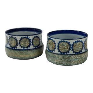 Pair 'Sunflower' Cache Pots, Marianne Johnson, Royal Copenhagen, Denmark, 1960's For Sale