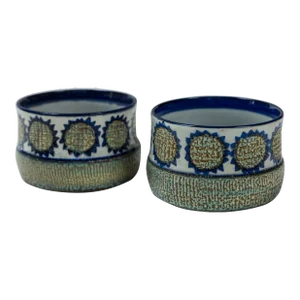 Pair 'Sunflower' Cache Pots, Marianne Johnson, Royal Copenhagen, Denmark, 1960's