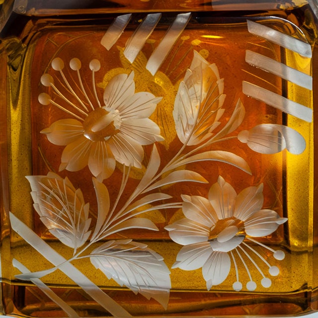 1930s Bohemian Amber Crystal Decanter Set – 6 Piece Art Deco Karl Palda Style For Sale - Image 4 of 11