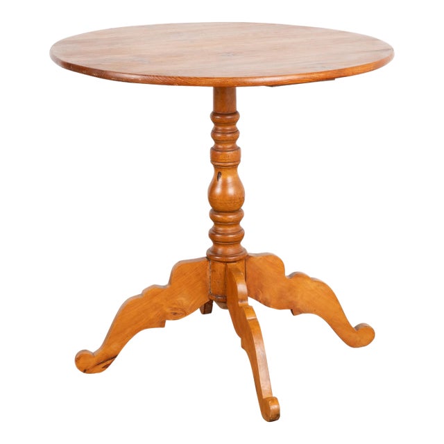 Round Pine Pedestal Side Table, Sweden Circa 1890 For Sale