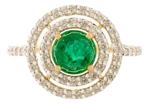 18k Halo Diamond Round Emerald Bridal Ring Size 7