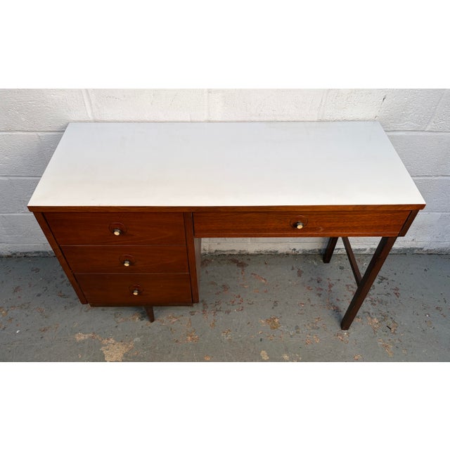 Brown Mid-Century Walnut and Formica Top Writing Desk For Sale - Image 8 of 14