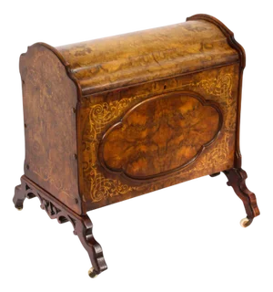 Antique Victorian Burr Walnut and Inlaid Marquetry Canterbury Magazine Rack, 19th Century