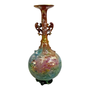 Vintage Lenox Art Deco Vase Iridescent Hand Painted Porcelain 16 in Wreath Mark