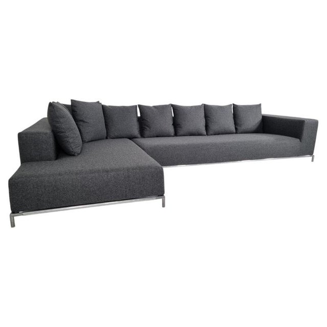 George Large L-Shaped Sectional Sofa in Charcoal by Antonio Citterio for B&B Italia For Sale - Image 3 of 7