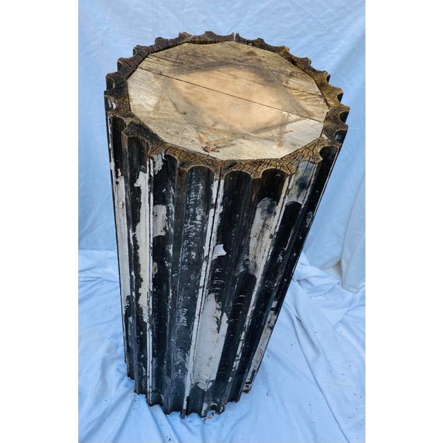 Antique Neoclassical Fluted Wood Column Peeling Paint For Sale - Image 10 of 11