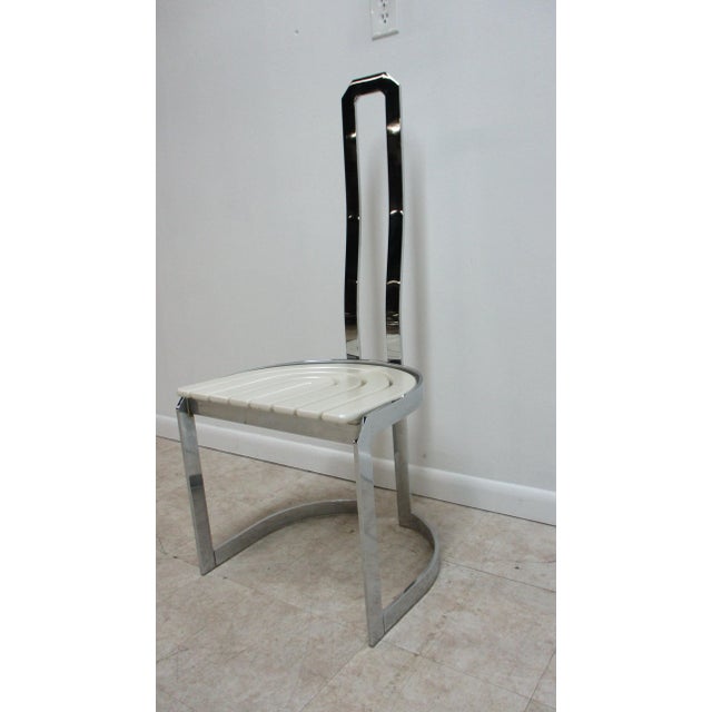 Mid-Century Modern 1970s Vintage Design Institute Chrome High Back Dining Room Side Chair For Sale - Image 3 of 12