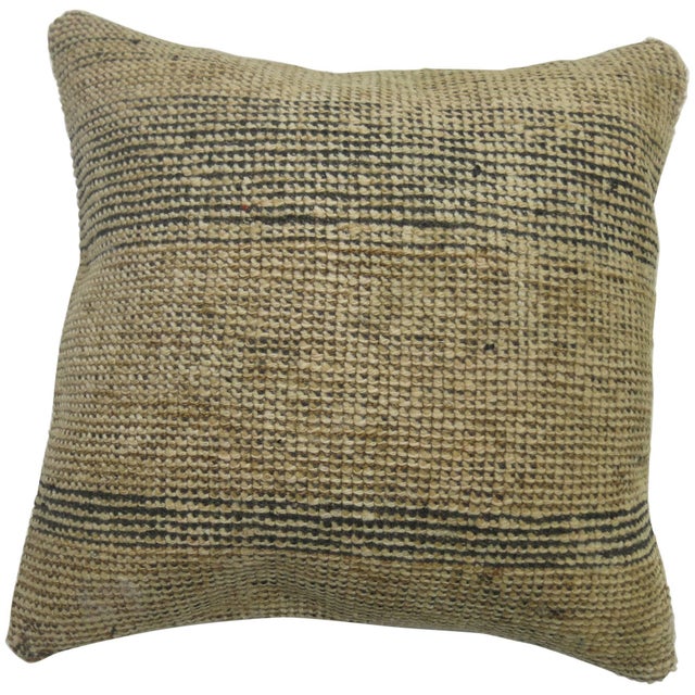 Pillow made from a flat-woven Moroccan rug. 19'' x 20''