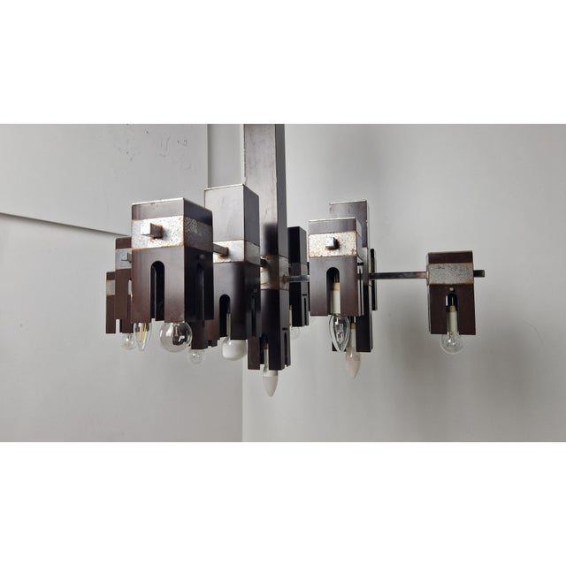 Cubick Chandelier in Chrome Iron and Glass by Gaetano Sciolari for Sciolari, 1960s For Sale - Image 17 of 18