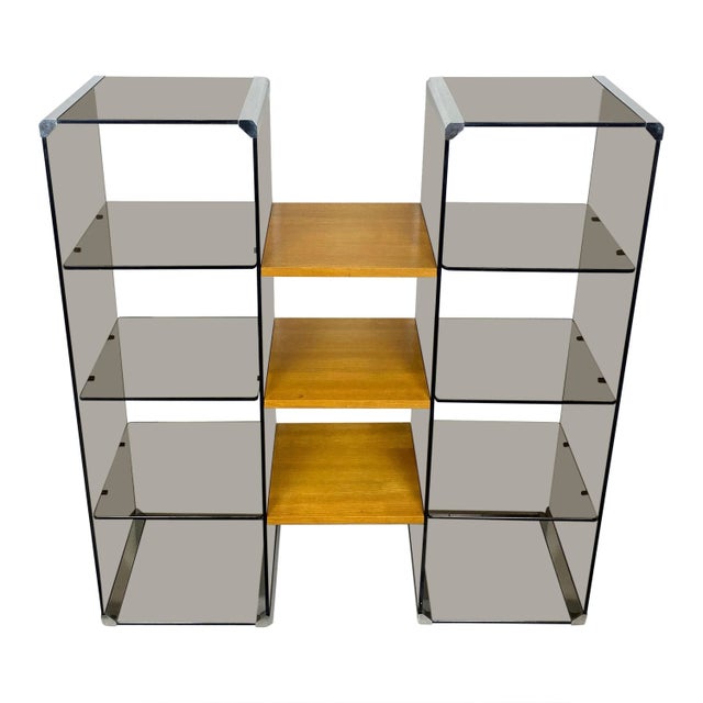 Chrome, Smoked Glass & Wood Bookshelf Étagère by Gallotti & Radice, Italy, 1970s For Sale - Image 15 of 15