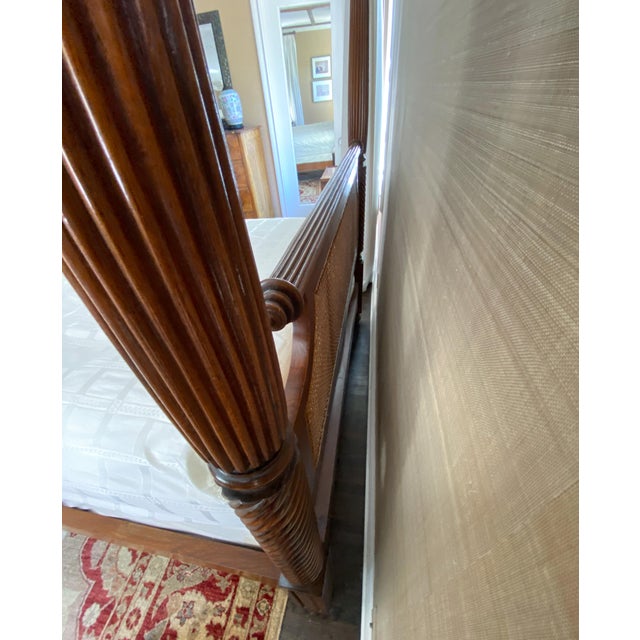 Vintage British Khaki "Lord Mountbatten" Four Poster Anglo-Indian Style Canopy Queen Bed For Sale - Image 15 of 18