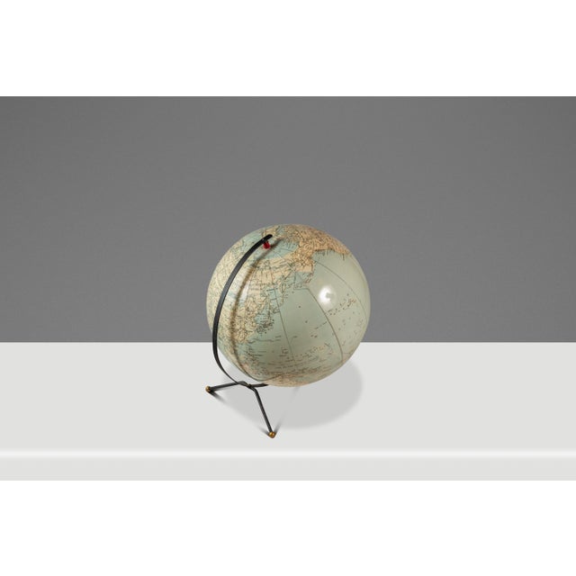 1950s Mid-Century Modern Space Age Inflatable Table Top Globe W/ Metal Stand by c.s. & Hammond & Co. , Usa, C. 1950s For Sale - Image 5 of 18