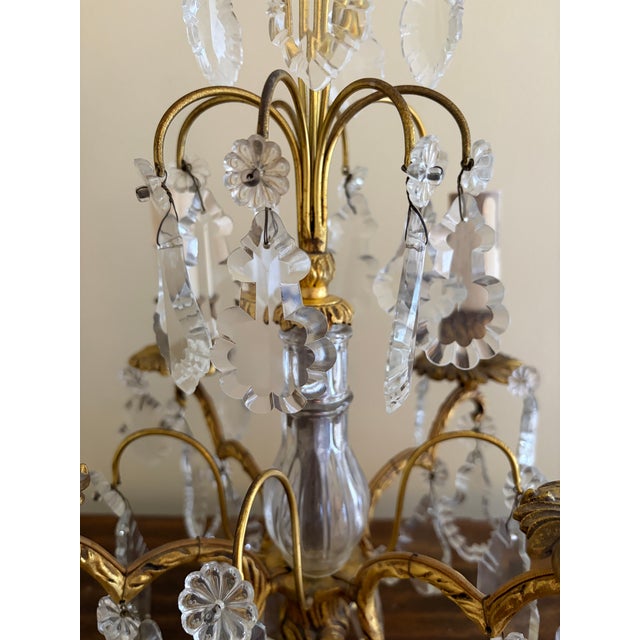 Bronze Antique French Dore Bronze & Crystal Girandole Candelabra Lamps - a Pair For Sale - Image 8 of 13