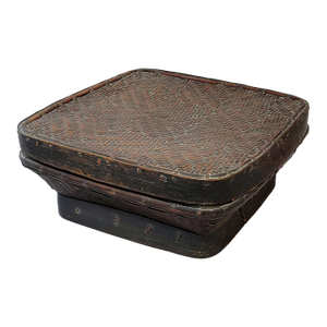 Mid-Century Smoked Bamboo Ifugao Lidded Basket, Philippines